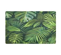 Indoor Door Mat 50 X 80 cm Palm Leaf Tropical Plant Green Leaves Non-slip Dirt Trapper Doormat, Washable Absorbent Entrance Rug Inside Floor Mat