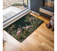 Indoor Door Mat 60 x 90 cm Washable Inside Entry Rug Wild Animals Tropical Plants Non-Slip Doormats Retro Tropical Jungle Floor Mats Low-Profile Entrance Rug for Patio, Front Back Door, Dark Green