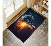Indoor Door Mats, 60 x 120 cm Light Bulb Icon Door Mat Brain Thinking And Creativity Dirt Trapper Mat Absorbent Non-Slip Doormat for Entrance, Inside, Front Back Door - Dark Blue