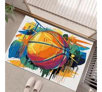 Indoor Door Mats, Abstract Basketball 60 X 90 Cmdoor Mat Non Slip Backing,Dirt Trapper Mat Absorbent Non-Slip Doormat Graffiti Style For Entrance,Inside,Kitchen,Front Back Door-Mixed Colors