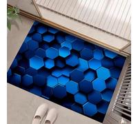 Indoor Door Mats, Abstract Hexagon 45 X 75 Cmdoor Mat Non Slip Backing,Dirt Trapper Mat Absorbent Non-Slip Doormat Modern Geometry For Entrance,Inside,Kitchen,Front Back Door-Navy