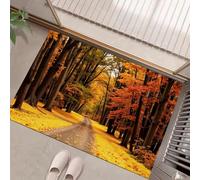 Indoor Door Mats, Autumn Forest 50 X 80 Cmdoor Mat Non Slip Backing,Dirt Trapper Mat Absorbent Non-Slip Doormat Yellow Fallen Leaves For Entrance,Inside,Kitchen,Front Back Door-Yellow