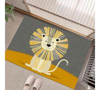 Indoor Door Mats, Funny Lion 45 X 75 Cmdoor Mat Non Slip Backing,Dirt Trapper Mat Absorbent Non-Slip Doormat Cartoon Simplicity For Entrance,Inside,Kitchen,Front Back Door-Grey