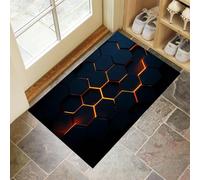 Indoor Door Mats, Glowing Hexagon 60 X 90 Cmdoor Mat Non Slip Backing,Dirt Trapper Mat Absorbent Non-Slip Doormat Modern Geometry For Entrance,Inside,Kitchen,Front Back Door-Dark Blue