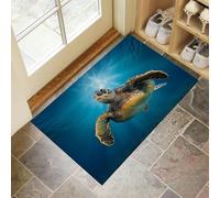 Indoor Door Mats, Sea Turtles 45 X 75 Cmdoor Mat Non Slip Backing,Dirt Trapper Mat Absorbent Non-Slip Doormat Seabed Animals For Entrance,Inside,Kitchen,Front Back Door-Blue