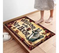 Indoor Door Mats, Welcome to The Nut House Thanksgiving Autumn Retro Squirrel Maple Leaves Non Slip Welcome Mat Low Profile Front Doormat for Entryway, Porch, Kitchen, High Traffic Areas, 24 x 16 Inch