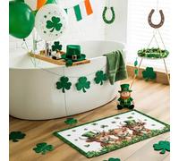 Indoor Doormat, Farmhouse Cow Green Shamrock 16x24In Absorbent Non Slip Door Mats Inside Dirt Trapper Mats St. Patrick's Day Animal Decor Washable Entrance Door Rug Shoes Mat