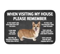 Indoor Doormat Please Remember Corgi Dogs House Rules Retro Entryway Door Mats Indoor Non Slip Welcome Doormat,Washable Entrance Mat Outdoor Door Mat for Entryway,Front Porch 20 * 32in/50 * 80cm