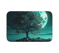Indoor Doormat Teal Tree in Moonlight Outdoor Mat Front Door Mat Non Slip Bathroom Rugs Washable Entryway Rugs Absorbent Dirt Trapper Welcome Door Mat Velvet Bath Mat 16 x 24 in