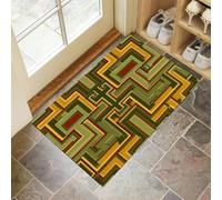 Indoor Doormats, 80x120 cm Door Mat Non Slip Backing, Simple Maze Dirt Trapper Mat Ancient Egypt Geometry Absorbent Doormat for Entrance,Inside,Kitchen,Front Back Door Olive Green