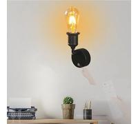 Indoor E27 Retro Wall Lights with Remote Control Dimmable Wall Sconce Touch Control Switch Wall Lamp USB Rechargeable Black Decorative for Living Room Hallway Bedside (B,1 Pack) (1 Pack B)