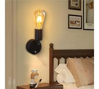 Indoor E27 Retro Wall Lights with Remote Control Dimmable Wall Sconce Touch Control Switch Wall Lamp USB Rechargeable Black Decorative for Living Room Hallway Bedside (B,1 Pack) (1 Pack A)