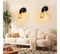 Indoor E27 Retro Wall Lights with Remote Control Dimmable Wall Sconce Touch Control Switch Wall Lamp USB Rechargeable Black Decorative for Living Room Hallway Bedside (B,1 Pack) (2 Packs A)
