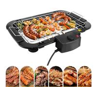 Indoor Electric BBQ Grill Smokeless 1500W, 19" x 14" Grilling Surface Family Party Tabletop BBQ, 5-Level Temperature Control, Portable Electric Teppanyaki Barbecue Grill with Removable Drip Tray