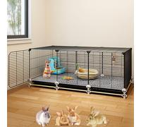 Indoor Encrypted Rabbit Cage, Rabbit Hutch, Rabbit Cage Bunny House, DIY Large Space Bunny Cage, with Tray and Foot Pad(111x37x43cm)