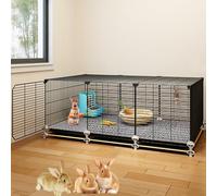 Indoor Encryption Mesh Rabbit Cage, Rabbit Hutch, Layered Design, with Tray, Easy to Clean, for Rabbits, Guinea Pigs, Squirrels(111x47x43cm)