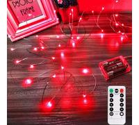 Indoor Fairy Lights, Valentine's Day LED Fairy Lights, 5 m, 50 LEDs, Red Mini LED Fairy Lights with Remote Control, Copper Wire Fairy Lights for Party, Garden, Christmas, Halloween, Wedding, Lighting