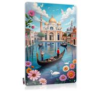 Indoor Fall Decor Days Sign - Venetian Canal Serenity With Flowers And Gondolas Accessories Rustic Wall Hanging(30X40CM)
