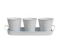 Indoor Flower Pots - Nursery Metal Vases 3 Pieces with Removable Tray, Home Accessories for Kitchen Garden for Vanilla Plants, Watering and Drainage Solutions for