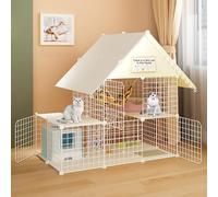 Indoor Foldable Cat Cage, DIY Wire Fence Cat Kennel for Cats, Ferret, Chinchilla, Rabbit (Style2 75x39x110)