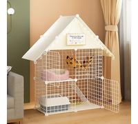 Indoor Foldable Cat Cage, DIY Wire Fence Cat Kennel for Cats, Ferret, Chinchilla, Rabbit (Style4 111x75x110)