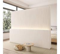 Indoor Folding Portable ion Screen with LED Strip Light, Room Divider Panels for Hotels, Offices, Clothing Shops - 79in Tall, 10in Wide, atile Privacy Solution