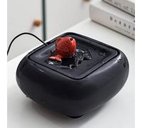 Indoor Fountain Ceramic Small Desktop Fountain Cute Little Red Fish Spouting Water Home Feng Shui Good Luck Ornament Office Decoration(Black)