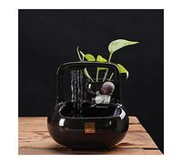 Indoor Fountain Ndoor Zen Ceramic Fountain Tabletop Bright Black Waterfall Water for Office Home Decoration
