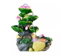 Indoor Fountain Small Desktop Lotus And Flowing Water Decorations Office Desk Fortune Crystal Ball Fountain Living Room Porch(Large)