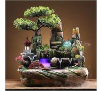 Indoor fountains,Indoor Ceramic Tabletop Fountain,Atomized Bonsai Rockery,Flowing Water Small Ornaments,Crystal Ball Gifts,Landscape bedroom decor(Green)