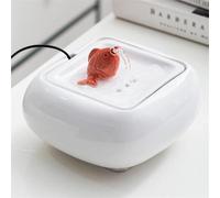 Indoor fountains,Indoor Ceramic Tabletop Fountain,Small Cute Little Red Fish Spouting Water Home Feng Shui Good Luck Ornament Office Desktop Decoration bedroom decor(White)