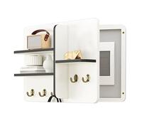 Indoor Fuse Box Cover - Solid Wood Electrical Panel and Breaker Box Cover with Shelf for Corridor, Non-Cracking Design, White, 60x50cm