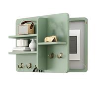 Indoor Fuse Box Cover with Hooks, Solid Wood Electrical Panel Cover and Breaker Box Cover with Shelf for Entrance Corridor, Hide Electrical Panel Non-cracking(Green,60x40cm/23.62x15.74in)