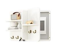 Indoor Fuse Box Cover with Hooks, Solid Wood Electrical Panel Cover and Breaker Box Cover with Shelf for Entrance Corridor, Hide Electrical Panel Non-cracking(White,60x50cm/23.62x19.68in)