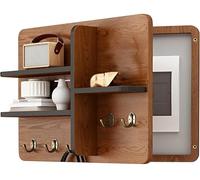 Indoor Fuse Box Cover with Hooks, Solid Wood Electrical Panel Cover and Breaker Box Cover with Shelf Hide Electrical Panel Non-Cracking Electric Meter Box Cover Indoor Decorative D,45x35cm