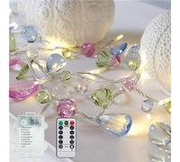 Indoor House String Lights, Bohemia Style Gems Fairy Lights String with RemoteTimer 8 Mode, Colorful Jewels LED Fairy Christmas Lights for Girls Room Birthday Wedding Decor (Pink Bohemia,5.4FT-10LED)
