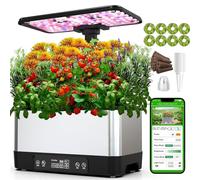Indoor Hydroponic Garden Kit with LED Display and APP Control - Adjustable Height for Fresh Herbs for Gardening Enthusiasts