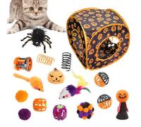 Indoor Kitten Toys, Halloween Themed Toy Set, Cat Play Tunnel, Interactive Toys for Small Pets, Naps and Playtime