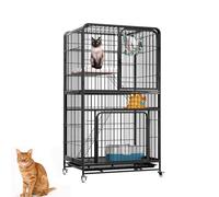 Indoor Large Cat Cage - 4-storey multi-layer cat fence with 2 ladders and silent universal wheels - Multi-storey space design, ideal indoor cat cage, perfect for 1-2 cats