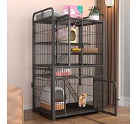Indoor Large Cat Cage, Pet Cat Cage, Outdoor Cat Fence, Long-term Use Suitable for Rabbits, Cats, Removable Leak-proof Tray (Black 80 * 54 * 137CM)