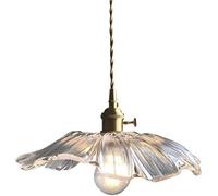 Indoor Led Ceiling Pendant, E27 Restaurant Bar Leaf Pendant Lights - Luxury Porch All Copper Glass Small Hanging Light Fixtures Bedroom Bedside Lamps Retro Ceiling Chandelier,Foyer