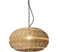 Indoor Led Ceiling Pendant, Farmhouse Pendant Lights Fixture Extra Large Rattan Chandelier V-intage Wicker Lighting Hand Woven Basket Ceiling Hanging LampFoyer
