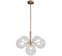 Indoor Led Ceiling Pendant, Gold Spherical Pendant Light Farmhouse Pendant Light Compatible with Kitchen Island Modern Hanging Ceiling Lamp with Large Clear Glass Globe,Foyer