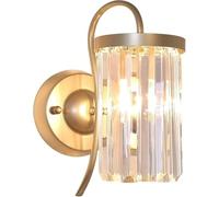 Indoor Led Ceiling Pendant, Wall Lamp Crystal Wall Light Matte Gold Finish with Clear Glass Decor Wall Sconces Fixture E14 Wrought Iron Single Wall Mount Lighting Fixture,Foyer