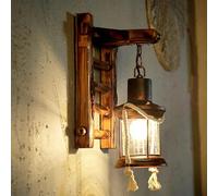 Indoor Led Ceiling Pendant, Wall Light Nostalgia E27 Wall Sconces Trapezoidal Wall Light Antique Barn Wall Luminaire Wall Mounted Light with Glass Shade,Foyer