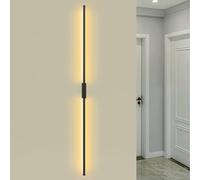 Indoor LED Long Wall Light Minimalist Modern Black Wall Lighting Aluminium Rectangular Design Wall Sconce Bedside Reading Decorative for Corridor Living Room Staise (120cm,Warm Light) (Warm Light