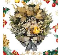 Indoor Lighted Christmas Wreath, Battery Operated Wreath, LED Christmas Wreath, Nativity Scene Light Up Christmas Wreath, 45cm/17.72 Inches for Outdoor, Home Holiday