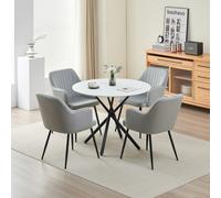 Indoor Living Seattle Dining Table with 4 Charlotte Velvet Chairs - gray