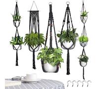 Indoor Macrame Plant Holders - 5 Pieces Bohemia Woven Anti-Slip,Different Sizes Plant Hangers,for Ceiling Wall Hook Shelf Rod Bedroom Succulents Potho Ivy Flowers