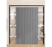 Indoor Magnetic Door Curtains - Foldable Privacy Screens for Closets, Light-Blocking Room Divider with Telescoping Rod - Elegant & Functional Design